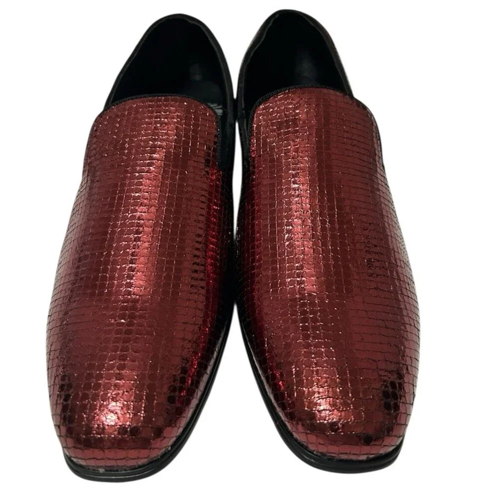 After Midnight Men's Sequins Burgundy Loafer Fashion Party  Dress Shoes Size 8